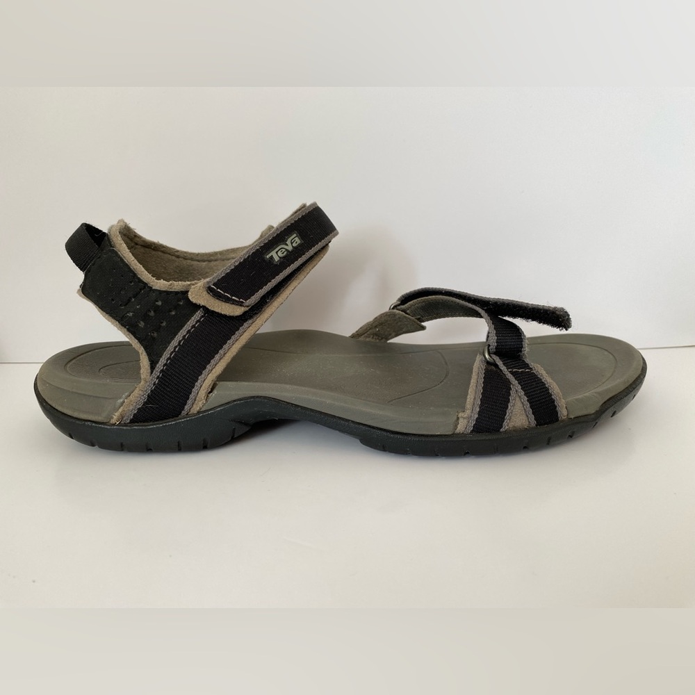 Teva Women's Black and Beige Strappy Outdoor Sandals